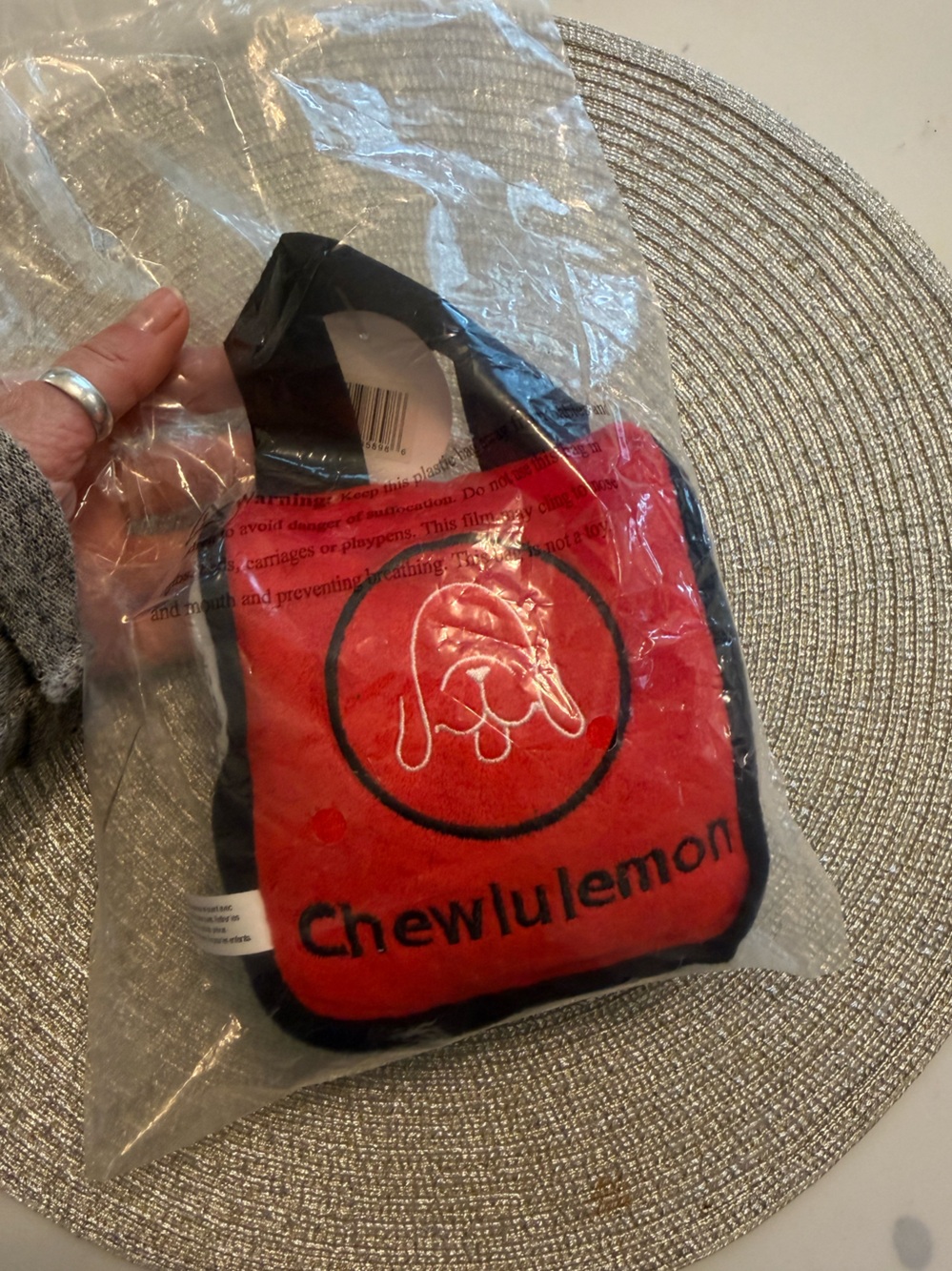 Chewlulemon Red Plush Pet Toy with Black Trim